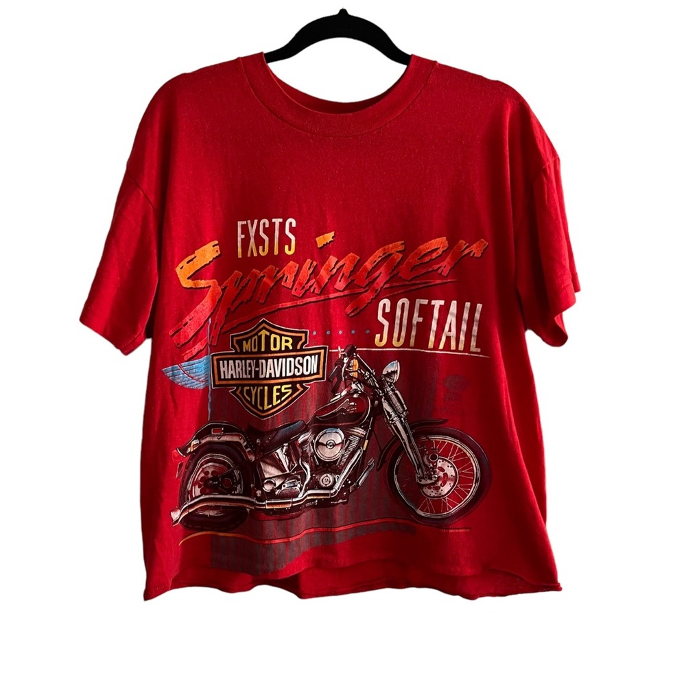Vtg 1989 Harley Davidson Cropped Tee